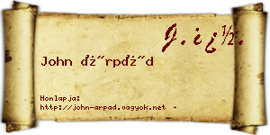 John Árpád névjegykártya
