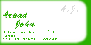 arpad john business card